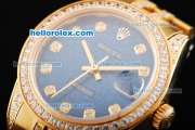 Rolex Datejust Automatic Movement Golden Case With Blue Dial and Diamond Bezel