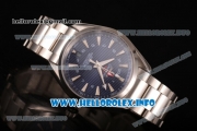 Omega Aqua Terra 150m GMT Clone Omega 8505 Automatic Stainless Steel Case/Bracelet with Blue Dial and Stick Markers