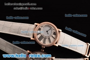 Cartier Ronde Swiss Ronda Quartz Movement Rose Gold Case with White Leather Strap and White Dial