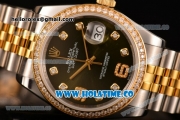 Rolex Datejust Asia Automatic Yellow Gold/Steel Case with Diamonds Bezel Army Green Dial and Diamonds Markers (BP)