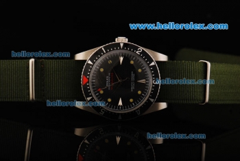 Rolex Oyster Perpetual Milgauss Swiss ETA 2836 Automatic Movement Steel Case with Black Honeycomb Dial and Green Nylon Strap