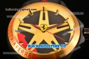 Ferrari Scuderia Ferrari Orologi 2015 Miyota 2035 Quartz PVD Case with Black Dial Yellow Gold Bezel and Stick Markers