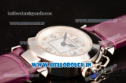 Cartier Pasha C Swiss Quartz Steel Case with White MOP Dial and Burgundy Leather Strap