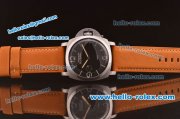 Panerai Luminor 1950 Marina PAM 00127 Swiss ETA 6497 Manual Winding Steel Case with Black Dial and Brown Leather Strap - 1:1 Original