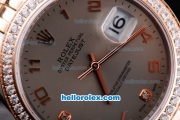 Rolex Datejust Oyster Perpetual Automatic Movement ETA Case Two Tone with Diamond Bezel,Grey Dial and Gold Number Marking