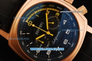 Ferrari Chronograph Miyota Quartz Movement Rose Gold Case with White/Yellow Arabic Numerals - Black Leather Strap