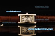 Cartier Tank Americaine Quartz Movement Steel Case with White Dial and Brown Leather Strap - Lady Model