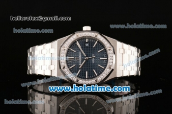 Audemars Piguet Royal Oak Swiss ETA 2824 Automatic Stainless Steel Case with Diamond Bezel Blue Dial and Stick Markers