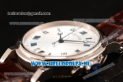 Breguet Marine Big Date Clone Breguet Automatic Steel Case with White Dial and Brown Leather Strap