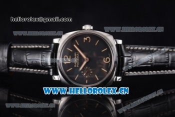 Panerai Radiomir 1940 Clone Panerai P.999/1 Manual Winding Steel Case with Black Dial Black Leather Strap and Stick/Arabic Numeral Markers (KW)