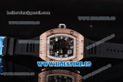 Richard Mille RM010 Miyota 9015 Automatic Rose Gold/Diamonds Case with Skeleton Dial and White Inner Bezel