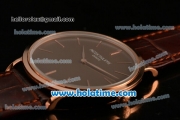 Patek Philippe Calatrava Miyota OS2035 Quartz Rose Gold Case with Brown Dial and Stick Markers