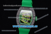 Richard Mille RM 59-01 Miyota 9015 Automatic PVD Case with Skeleton Dial Dot/Arabic Numeral Markers and Green Rubber Strap