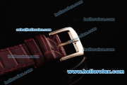 Chopard Swiss ETA Quartz Steel Case with MOP Dial and Plum Leather Strap