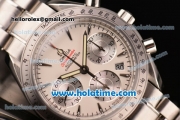 Omega Speedmaster Date Chrono Swiss Valjoux 7750-DD Automatic Full Steel with White Dial and Silver Stick Markers