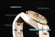Rolex Datejust Oyster Perpetual Automatic Movement Steel Case with Diamond Gold Bezel and Two Tone Strap-Lady Model