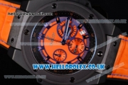 Hublot King Power Chrono Japanese Miyota OS20 Quartz PVD Case with Orange Dial and Orange Leather Strap