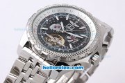Breitling for Bentley Motors Tourbillon Automatic Movement with Black Dial and Stainless Steel Strap-Bidirectional Slide Rule