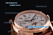 Patek Philippe Complications ST18 Automatic Rose Gold Case with Black Roman Numeral Markers and White Dial