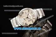 Cartier Ballon Bleu De Large Chronograph 7705 Automatic Steel Case with White Dial Roman Numeral Markers and Steel Bracelet