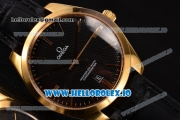 Omega De Ville Tresor Master Co-Axial Swiss ETA 2824 Automatic Yellow Gold Case with Black Leather Strap and Black Dial