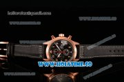 IWC Pilot's Watch Spitfire Chrono Miyota Quartz Rose Gold Case with Black Leather Strap Black Dial and Arabic Numeral Markers