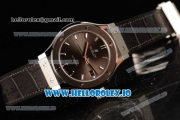 Hublot Classic Fusion Japanese Miyota 9015 Automatic Movement Steel Black Dial and Stick Markers Leather Strap (JF)