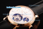 Vacheron Constantin Tourbillon Swiss Manual Winding Movement Rose Gold Case with White Dial and Moon Phase