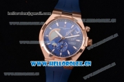 Vacheron Constantin Overseas Dual Time Asia ST30 Automatic Rose Gold Case with Blue Dial Stick Markers and Blue Rubber Strap