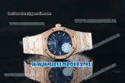 Audemars Piguet Royal Oak Swiss Quartz Rose Gold Case with Blue Dial and Rose Gold Bracelet (EF)