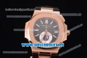 Patek Philippe Nautilus Clone PP 315 Automatic Rose Gold Case with Black Dial and Black Leather Strap (BP)