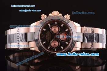Rolex Daytona Automatic 7750 Coating Rose Gold Case and RG/PVD Strap with Black Dial
