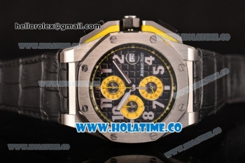 Audemars Piguet Royal Oak Offshore Chrono Miyota OS10 Quartz Steel Case with Black Dial and Silver Arabic Numeral Markers