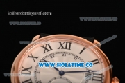 Cartier Rotonde De Asia Manual Winding Rose Gold Case with Black Roman Numeral Markers White Dial and Black Leather Strap