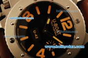 U-Boat U-42 Automatic Movement Steel Case with Black Dial and Brown Leather Strap-Orange Markers