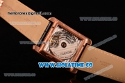 Cariter Tank MC Swiss ETA 2824 Automatic Rose Gold Case with Black Dial Diamonds Bezel and White Roman Numeral Markers