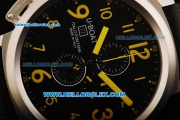 U-BOAT Italo Fontana Flightdeck Working Chronograph Quartz with Black Dial and Yellow Number Marking-Small Calendar