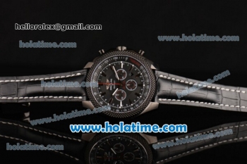 Breitling Bentley Barnato Chrono Swiss Valjoux 7750-SHG Automatic PVD Case with Stick Markers Black Leather Bracelet and Black Dial