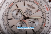 Breitling for Bentley Motors Automatic Movement Silver Case with Beige Dial and Brown Leather Strap