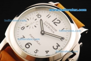 Panerai Luminor Marina Pam 113 Manual Winding Movement Steel Case with White Dial and Yellow Leather Strap