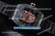 Richard Mille RM052 Miyota 9015 Automatic PVD/Rose Gold Case with Pink Skull Dial and PVD Bezel Black Rubber Strap