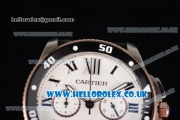 Cartier Calibre de Cartier Diver Japanese Miyota OS20 Quartz Steel Case with White Dial Black Second Hand and Black Rubber Strap