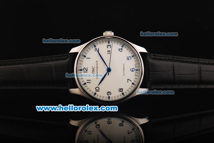 IWC Protofino Automatic Movement Steel Case with White Dial and Blue Arabic Numerals/Hands - Click Image to Close