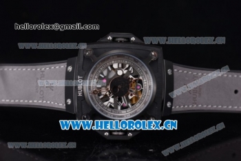 Hublot Masterpiece MP 08 Antikythera Sunmoon Asia 2813 Automatic PVD Case Skeleton Dial Grey Leather Strap and White Markers