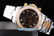 Rolex Daytona Oyster Perpetual Chronometer Automatic ETA Case Two Tone with Diamond Bezel,Black Shell Dial and Diamond Marking Rolex Daytona Oyster Perpetual Chronometer Automatic ETA Case Two Tone with Diamond Bezel,Black Shell Dial and Diamond Marking