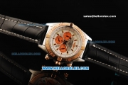 Breitling Chronomat B01 Chronograph Miyota Quartz Movement Steel Case with Rose Gold Bezel and Black Leather Strap