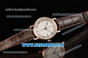 Breguet Classique Japanese Miyota 9015 Automatic Movement Rose Gold White Dial and Roman Numeral Markers Leather Strap (FF)