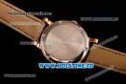 Cartier Rotonde De Miyota Quartz Rose Gold Case with White Dial Diamonds Bezel and Diamonds Markers