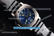 Panerai Luminor Submersible "Pole2Pole" PAM 719 Clone P.9000 Automatic Steel Case with Blue Dial and Black Rubber Strap (KW)