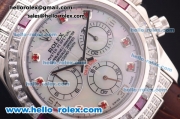 Rolex Daytona Chronograph Swiss Valjoux 7750 Automatic Steel Case with Diamond Bezel and White MOP Dial